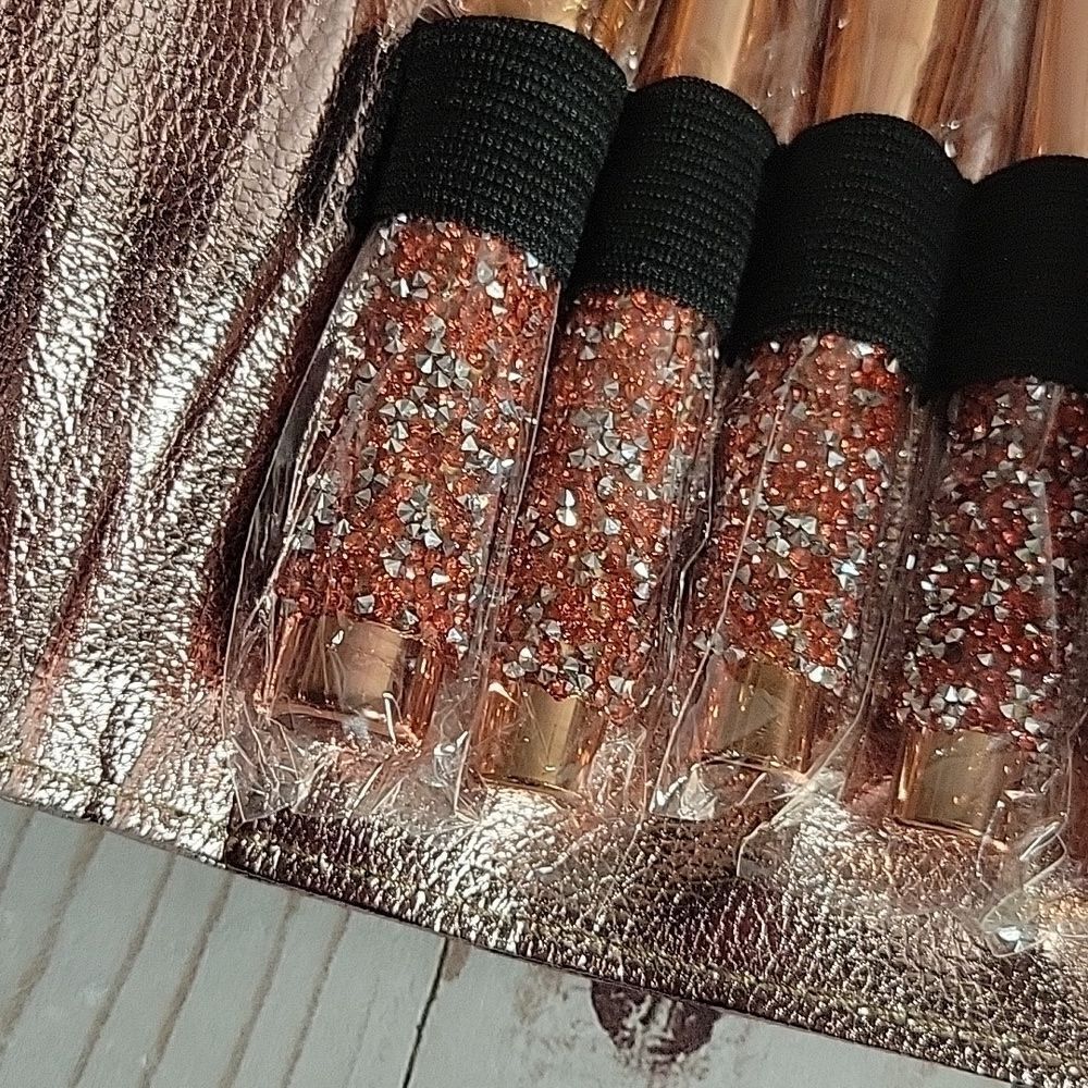 Love + Happiness Glitter 10 Piece Brush Set With Case 🌈 new - Picture 2 of 6